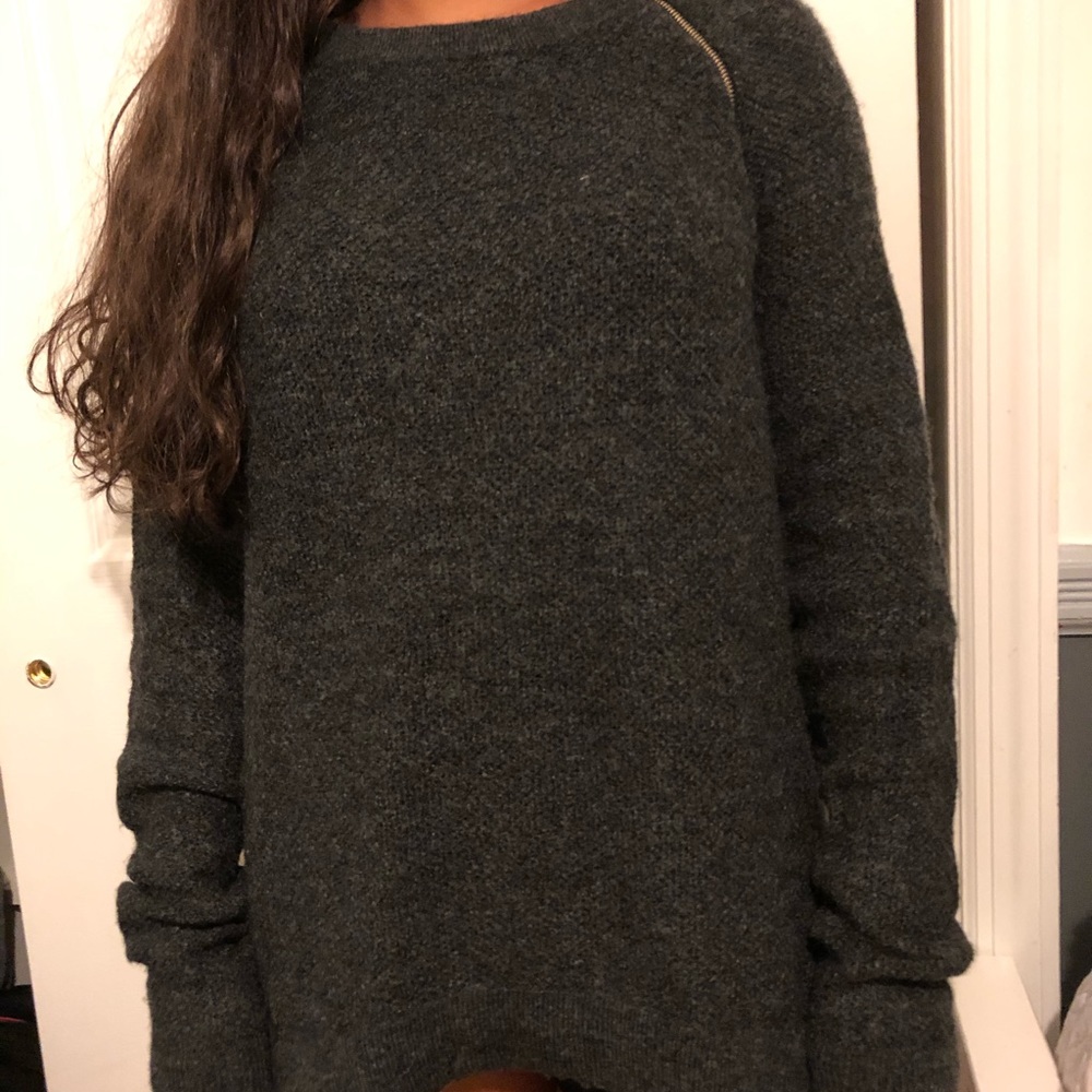 Dark Grey Crewneck Zip Sweater